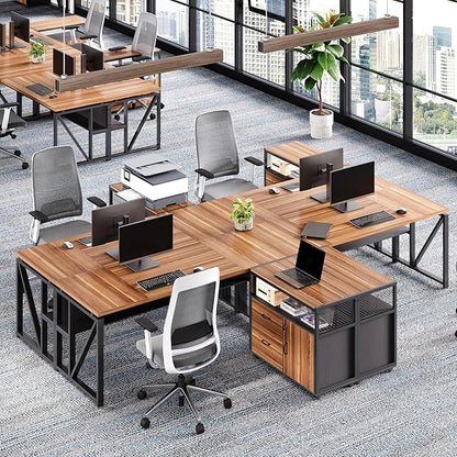 LITTLE TREE 63-Inch Office Desk with 31.5-Inch Lateral File Cabinet, Study Writing Desk Computer Desk for Home Office