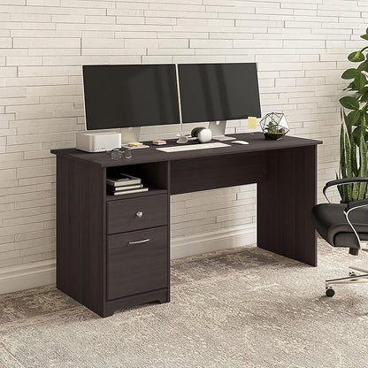 Bush Furniture Cabot 60W Office Desks for Home Office with Storage and Chrome Hardware, Elegant Computer Table with Drawers, Heather Gray