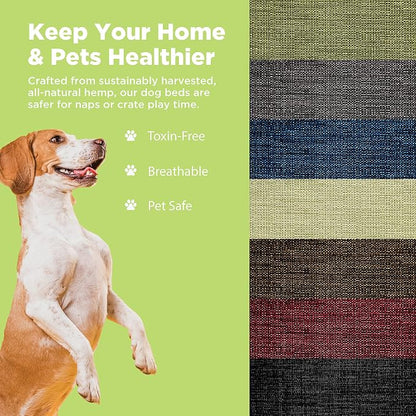 XX-Small - 18 x 12 x 4 - Cranberry Premium Organic Hemp Dog Bed - CertiPUR Fill - Removeable Cover