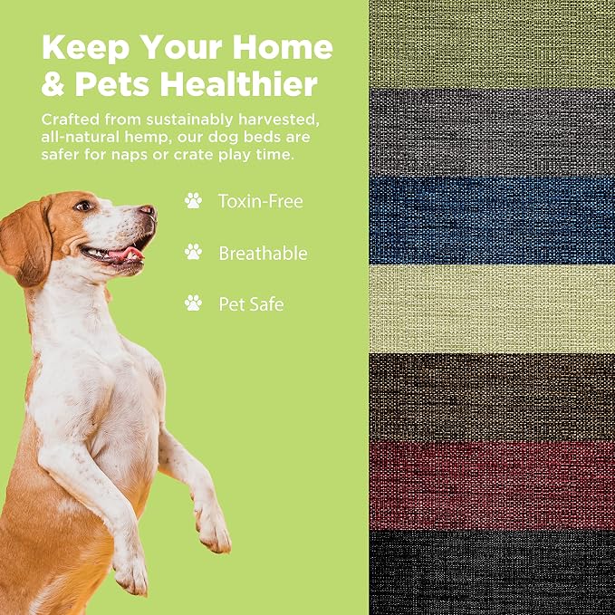 Small - 30 x 20 x 4 - Cranberry Premium Organic Hemp Dog Bed - CertiPUR Fill - Removeable Cover