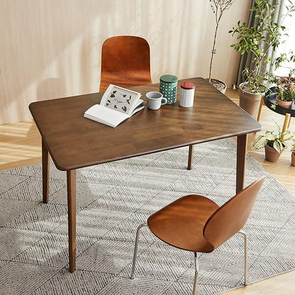 Livinia Canberra 47.2" Rectangular Wooden Dining Table/Mid Century Modern Malaysian Oak Kitchen Table (Walnut) Table Only