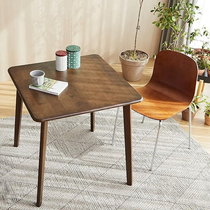Livinia Canberra 27.6" Square Wooden Dining Table/Mid Century Modern Malaysian Oak Kitchen Table (Walnut) Table Only
