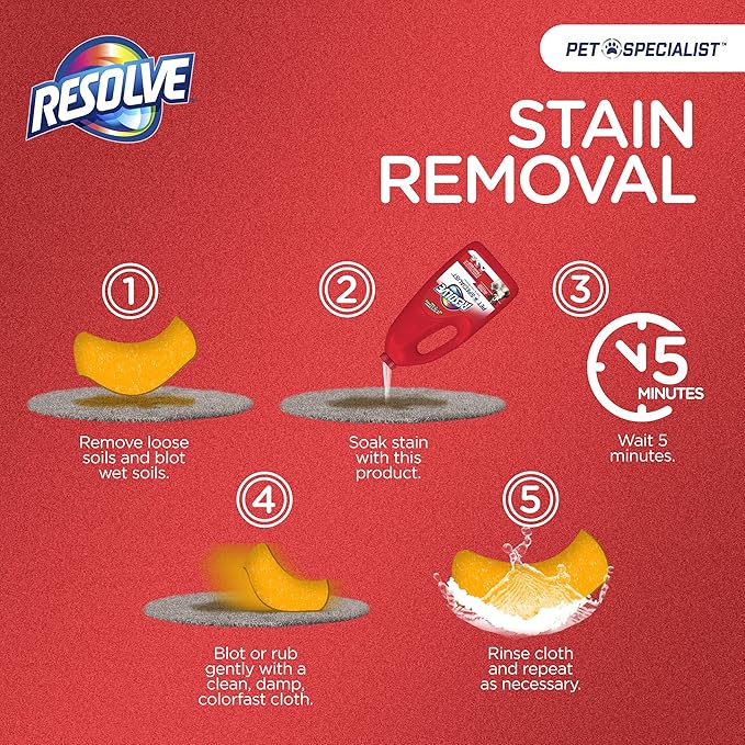 Resolve Pet Specialist Carpet Cleaner, Stain Remover and Odor eliminator trigger, Floor and Upholstery Cleaner, 32 oz (Packaging may Vary)