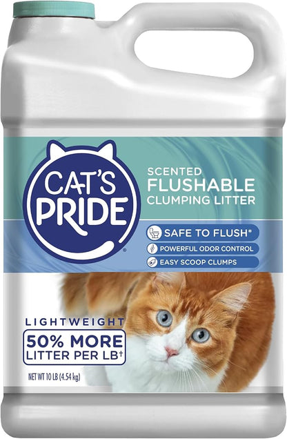 Cat's Pride Lightweight Clumping Litter: Flushable - Powerful Odor Control - Scented, 10 Pounds